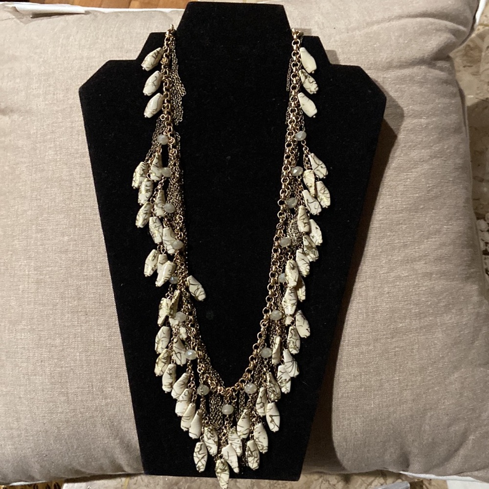 Beautiful Cascade Stone Fringe Beaded Necklace